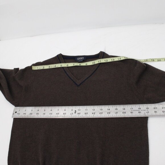 Seventy Sergio Tegon Sweater Men’s Small Wool Cashmere Blend V Neck jumper brown - Picture 10 of 10